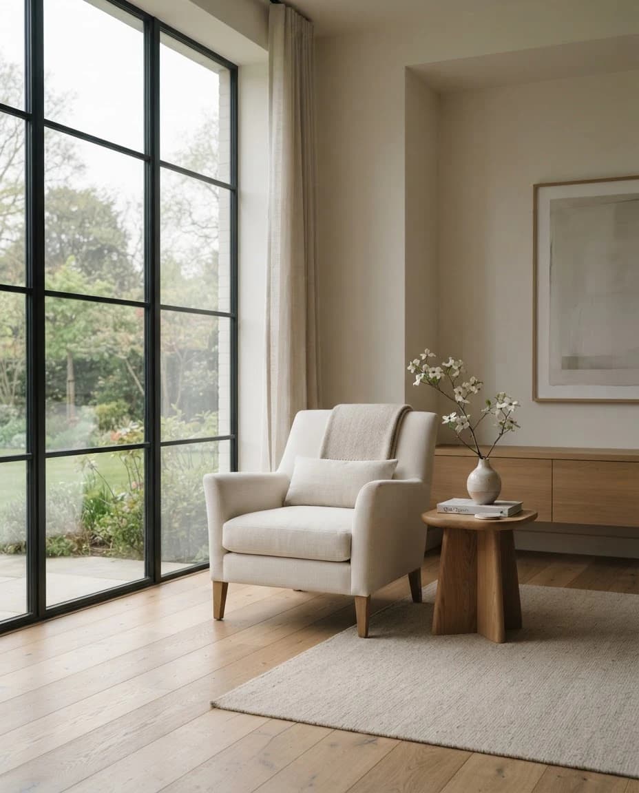 A carefully organized room prepared for a downsizing transition
